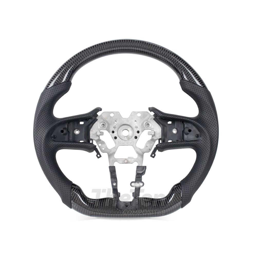 D-CARBON INFINITI Q60 GLOSSY CARBON FIBER BLACK NAPPA LEATHER STEERING WHEEL