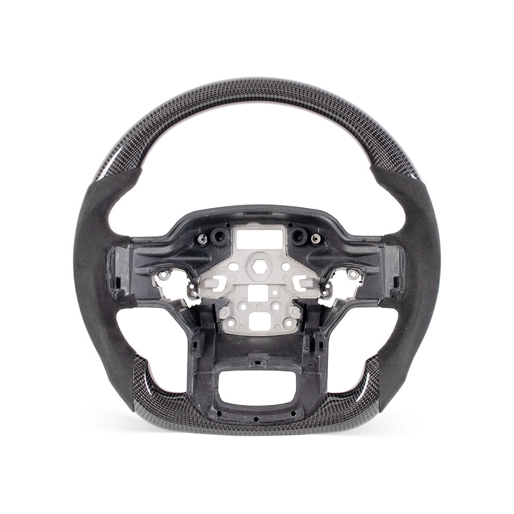 D-CARBON 2021-2024 FORD F150 Raptor III IN GLOSS CARBON FIBER STEERING WHEEL & ALCANTARA GRIP