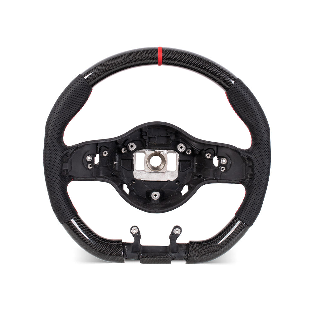 2008-2024 Mercedes-Benz AMG Flat Bottom Steering Wheel Gloss Carbon & Nappa Perforated Leather & Red Leather Center Stripe