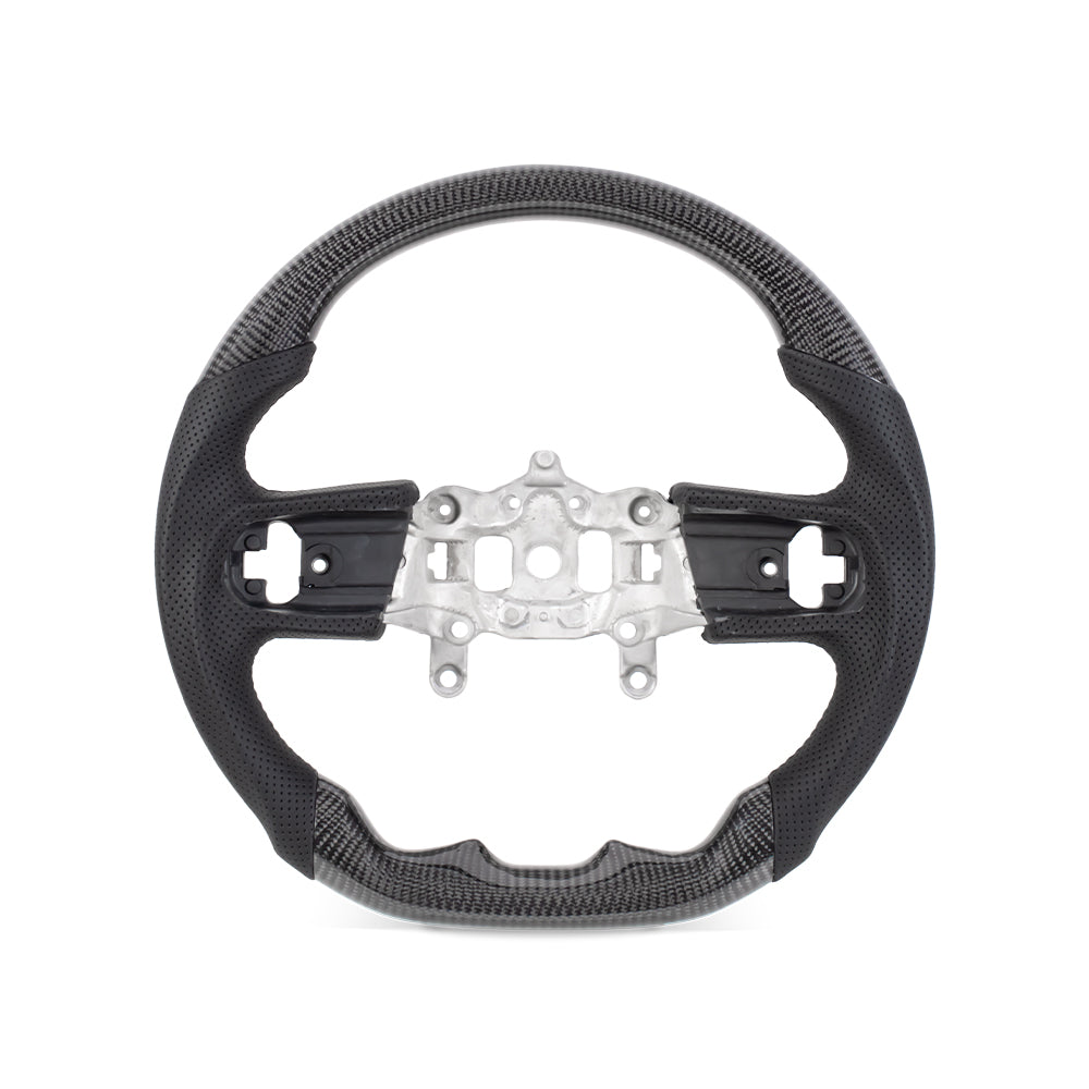 D-CARBON 2018+ Jeep Wrangler JL Steering Wheel In Gloss Carbon Fiber & Nappa Perforated Leather Grip