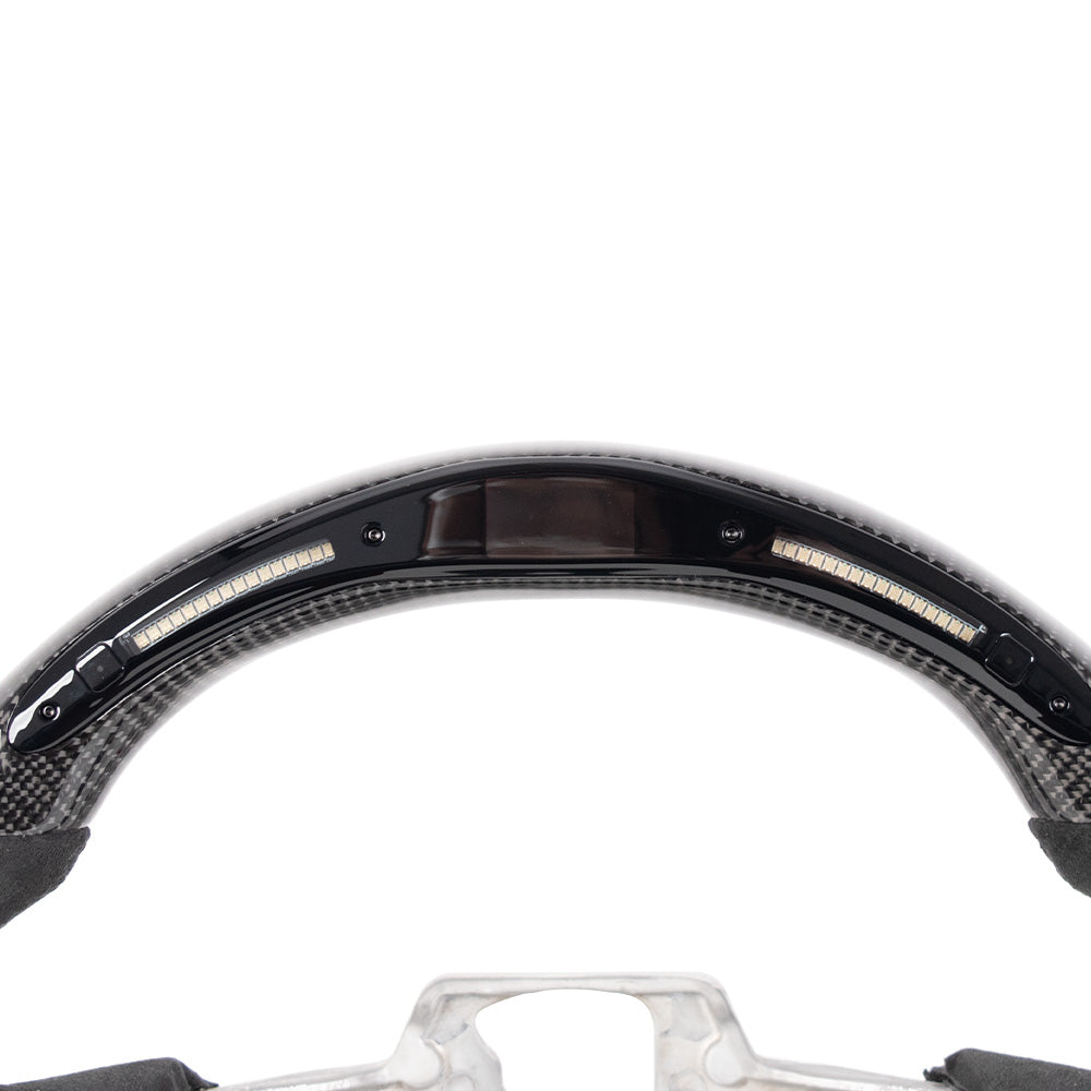 D-CARBON 2018 FORD MUSTANG IN GLOSS STEERING WHEEL WITH LED RACE DISPLAY & ALCANTARA GRIP