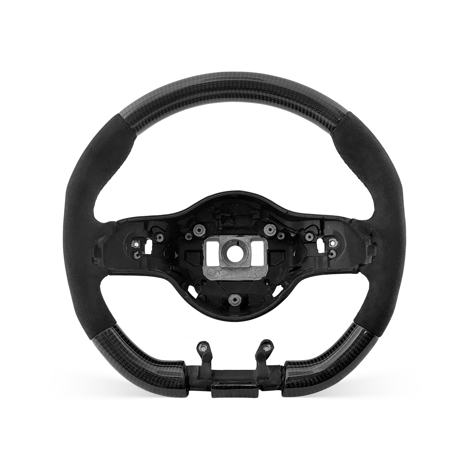 Mercedes-Benz AMG 2019-2023 steering wheel, Style 01 · 3K Gloss Carbon Fiber · Alcantara / Suede · With Paddle Opening