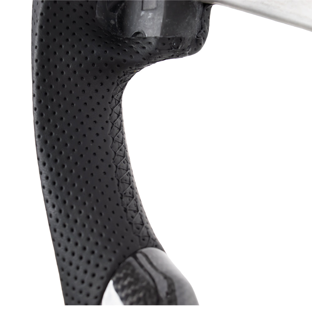 D-CARBON 2006-2018 Jeep Wrangler JK Flat Bottom Gloss Carbon Fiber Steering Wheel & Nappa Perforated Leather Grip