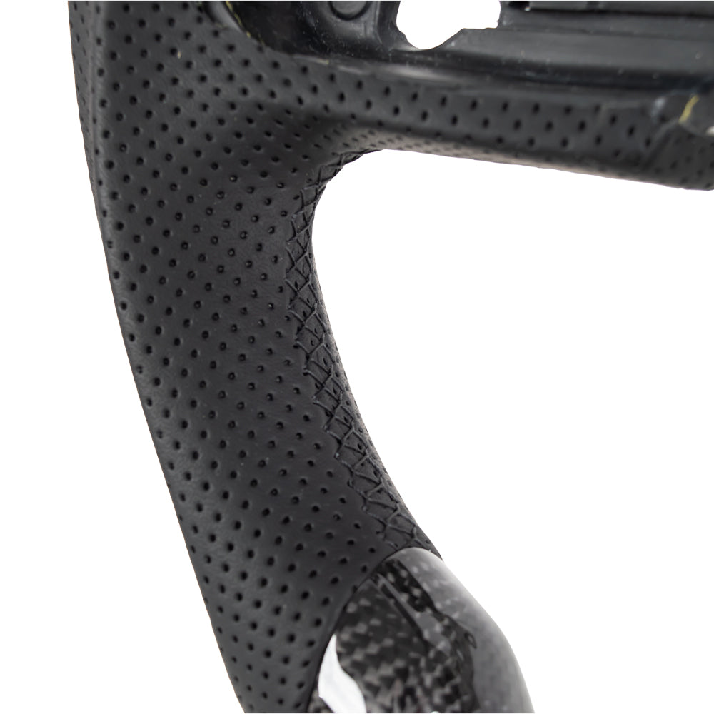 D-CARBON 2018+ Jeep Wrangler JL Steering Wheel In Gloss Carbon Fiber & Nappa Perforated Leather Grip