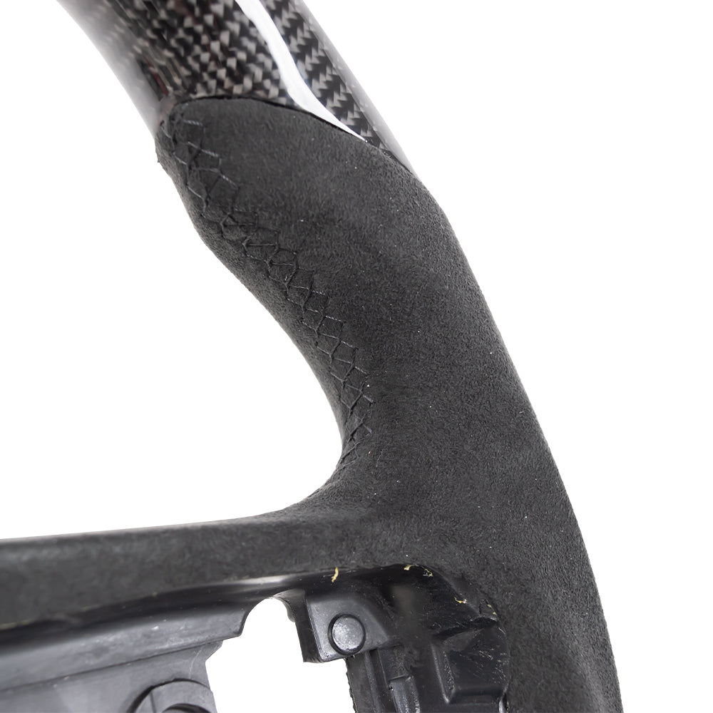D-CARBON 2018+ Jeep Wrangler JL Steering Wheel In Gloss Carbon Fiber & Alcantara Grip With LED RACE DISPLAY