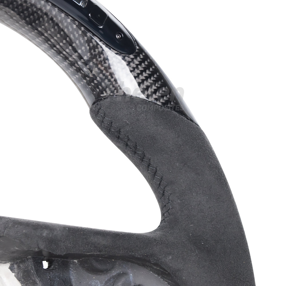 D-CARBON NISSAN GTR 2016-2024 CARBON FIBER ALCANTARA STEERING WHEEL WITH LED RACE DISPLAY
