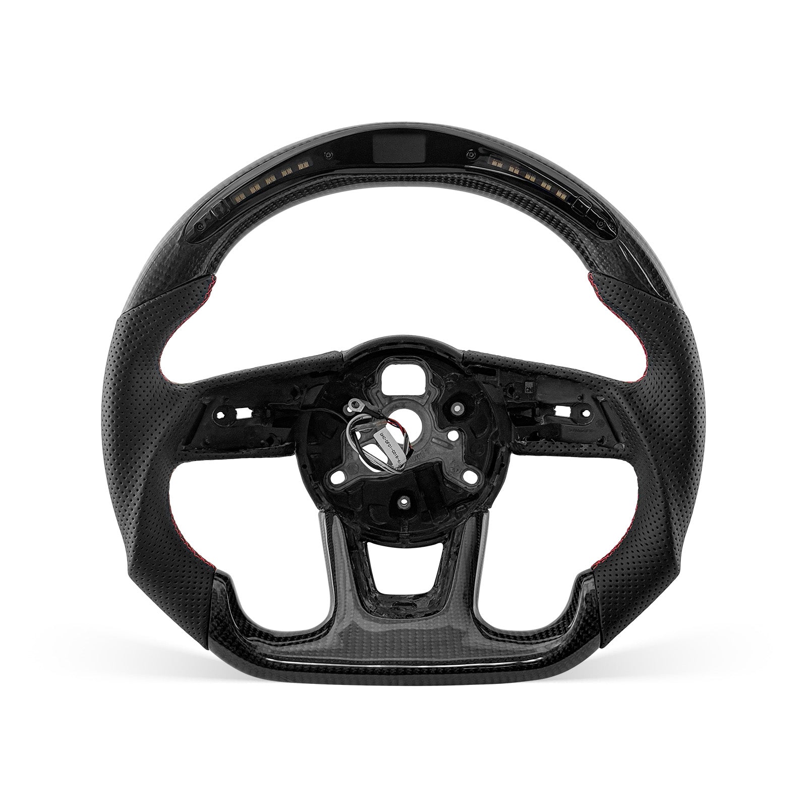 [PREVIEW] Audi A3/A4/A5/RS Series 2017-2026 Steering Wheel Style 01 · 3K Gloss Carbon Fiber · Perforated Leather · LED · With Paddle Opening