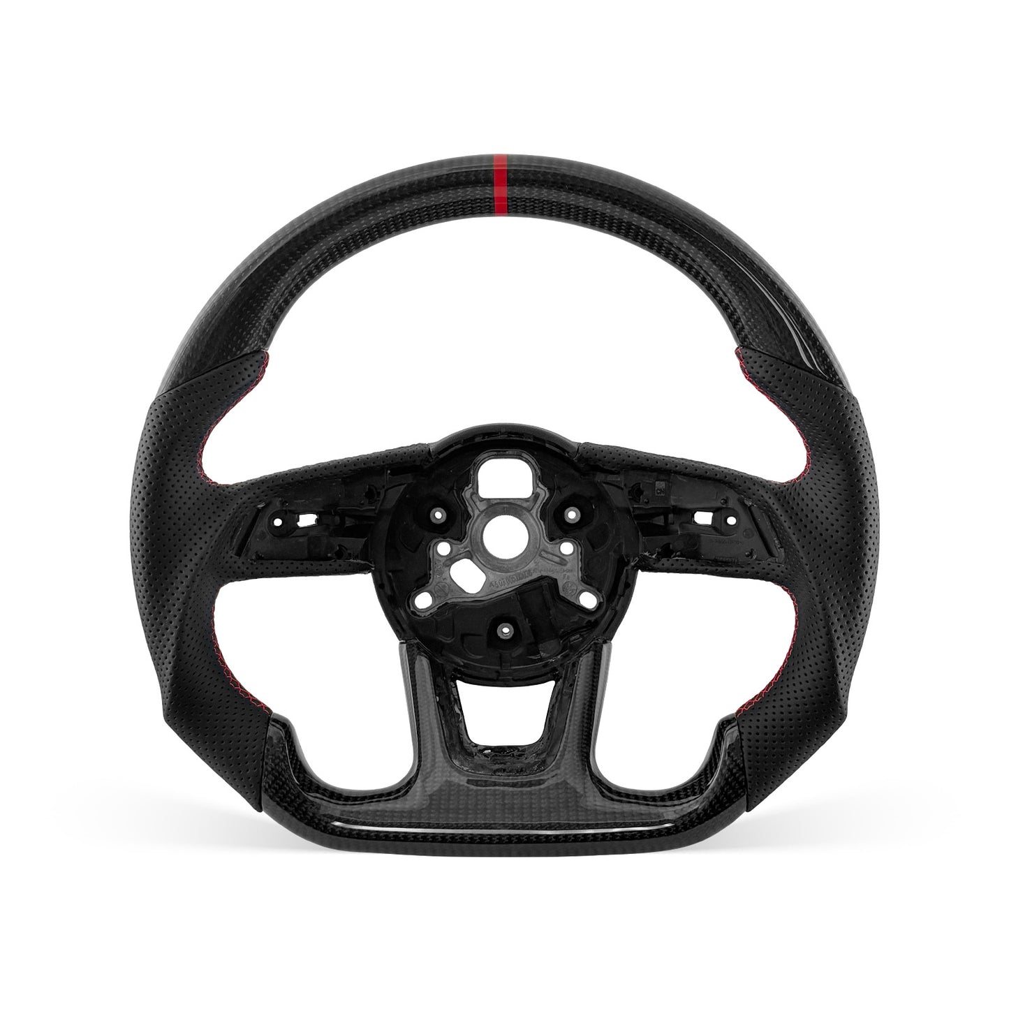 [PREVIEW] Audi A3/A4/A5/RS Series 2017-2026 Steering Wheel Style 02 · 3K Gloss Carbon Fiber · Perforated Leather · With Paddle Opening