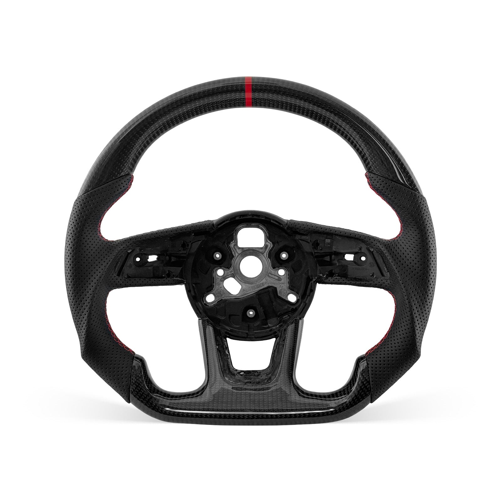 [PREVIEW] Audi A3/A4/A5/RS Series 2017-2026 Steering Wheel Style 02 · 3K Gloss Carbon Fiber · Perforated Leather · With Paddle Opening