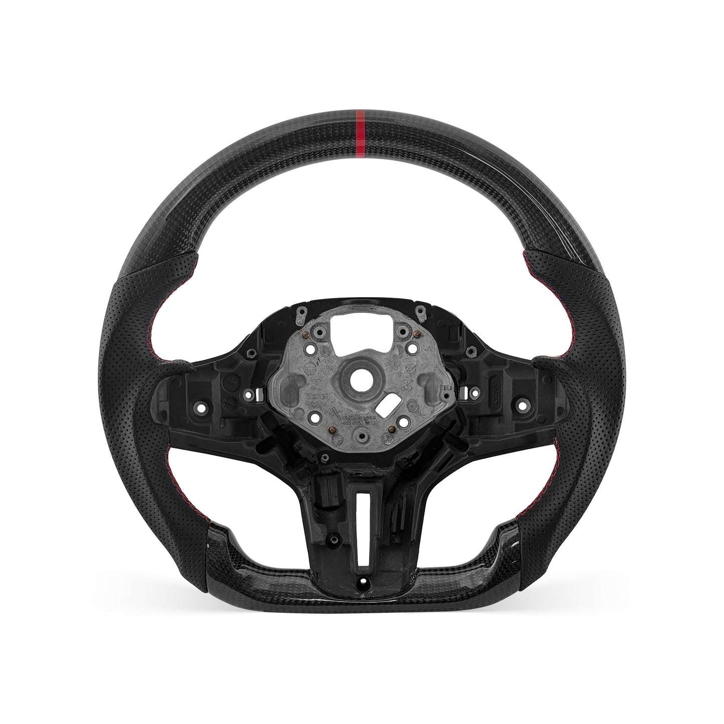 [PREVIEW] BMW 5/6/7/8/X Series G Chassis 2017-2024 Steering Wheel Style 03 · 3K Gloss Carbon Fiber · Perforated Leather · With Paddle Opening