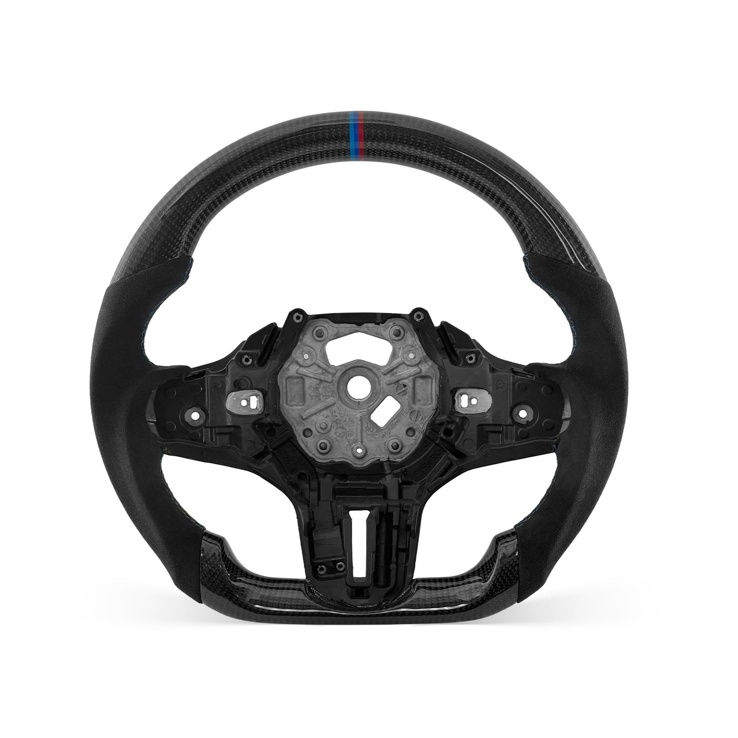 [PREVIEW] BMW 1/2/3/4/Z/M Series G Chassis 2019-2024 Steering Wheel Style 04 · 3K Gloss Carbon Fiber · Alcantara / Suede · With Paddle Opening