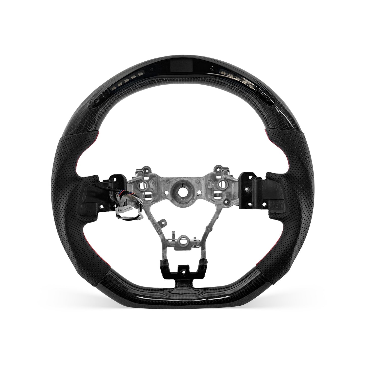 [PREVIEW] Subaru WRX STI 2015-2021 Steering Wheel Style 01 · 3K Gloss Carbon Fiber · Perforated Leather · LED · Universal Paddle Compatibility