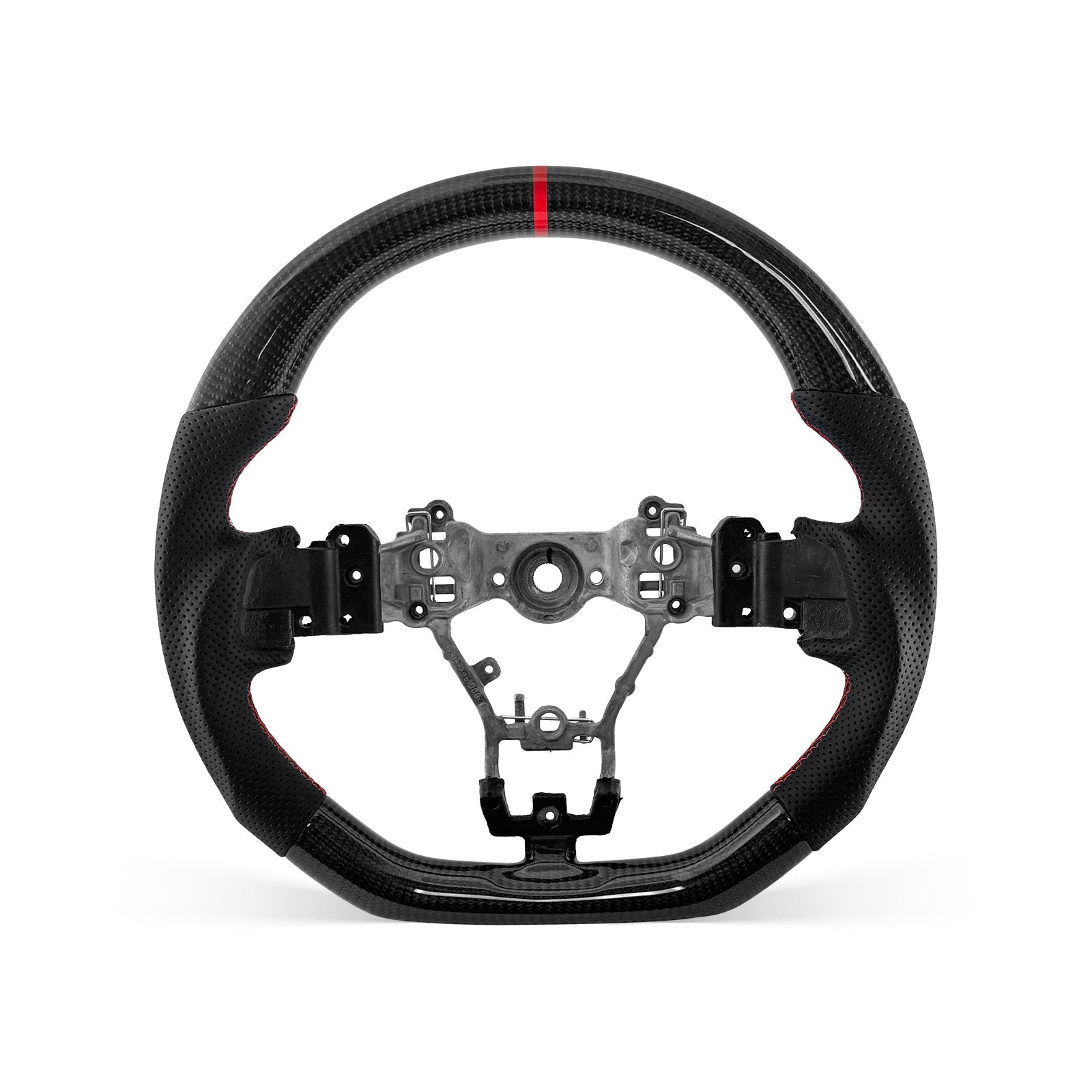 [PREVIEW] Subaru WRX STI 2015-2021 Steering Wheel Style 03 · 3K Gloss Carbon Fiber · Perforated Leather · Universal Paddle Compatibility