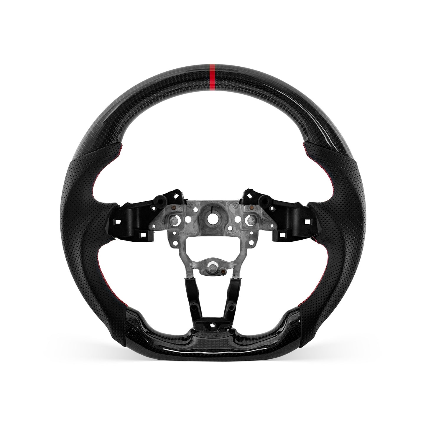 [PREVIEW] Mazda MX-5 Miata 2016-2026 Steering Wheel Style 01 · 3K Gloss Carbon Fiber · Perforated Leather · Universal Paddle Compatibility