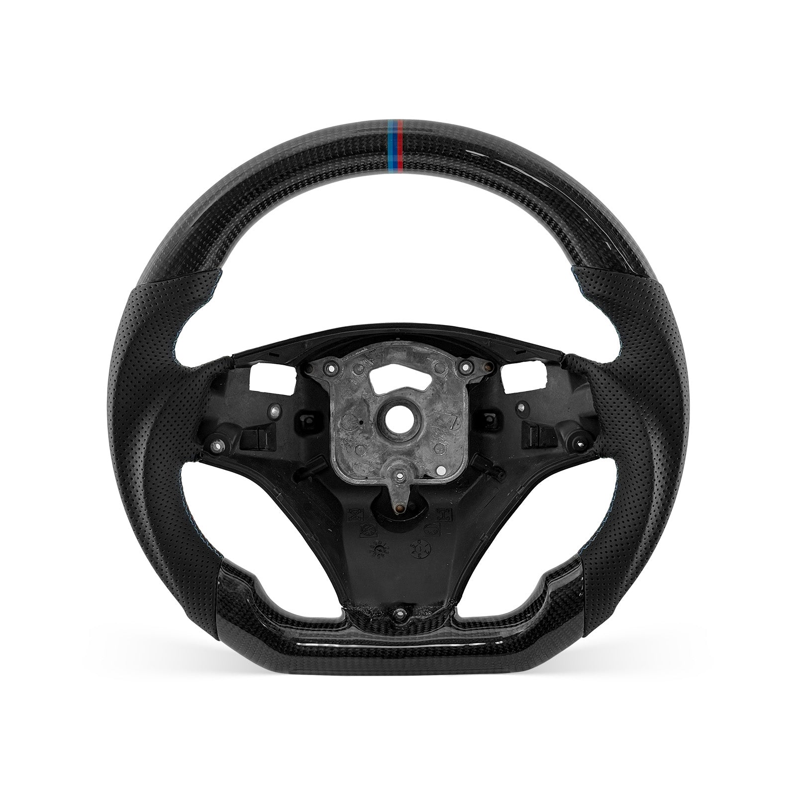 [PREVIEW] BMW 3 Series E90 2005-2012 Steering Wheel Style 09 · 3K Gloss Carbon Fiber · Perforated Leather · With Paddle Opening