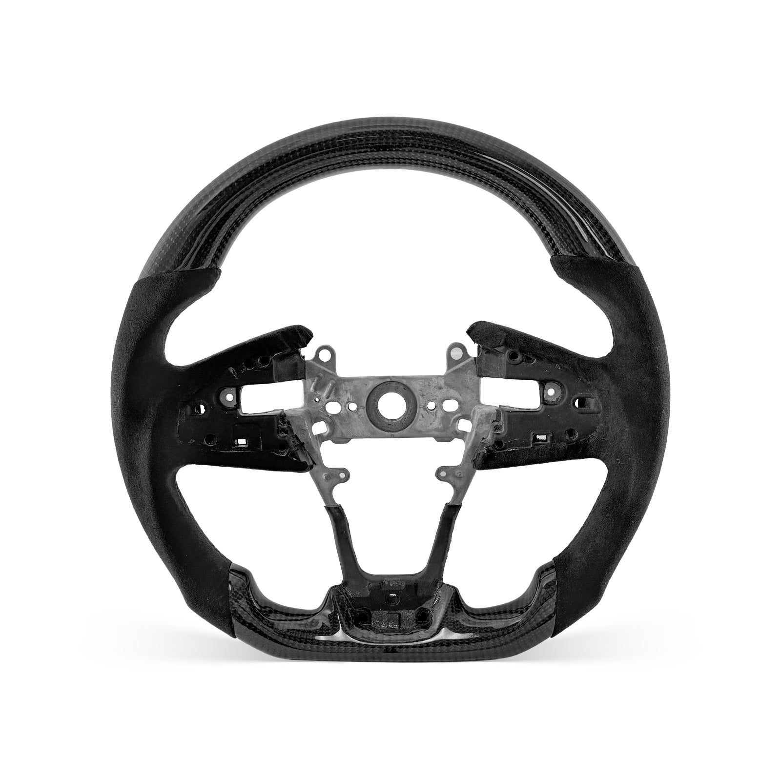 [PREVIEW] Honda 10th Civic 2016-2021 Steering Wheel Style 01 · 3K Gloss Carbon Fiber · Perforated Leather · Universal Paddle Compatibility
