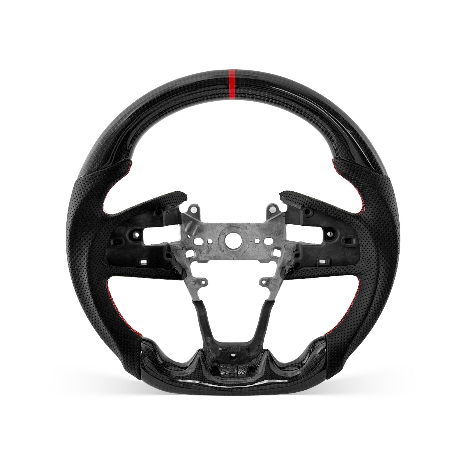 [PREVIEW] Honda 10th Civic 2016-2021 Steering Wheel Style 04 · 3K Gloss Carbon Fiber · Perforated Leather · Universal Paddle Compatibility