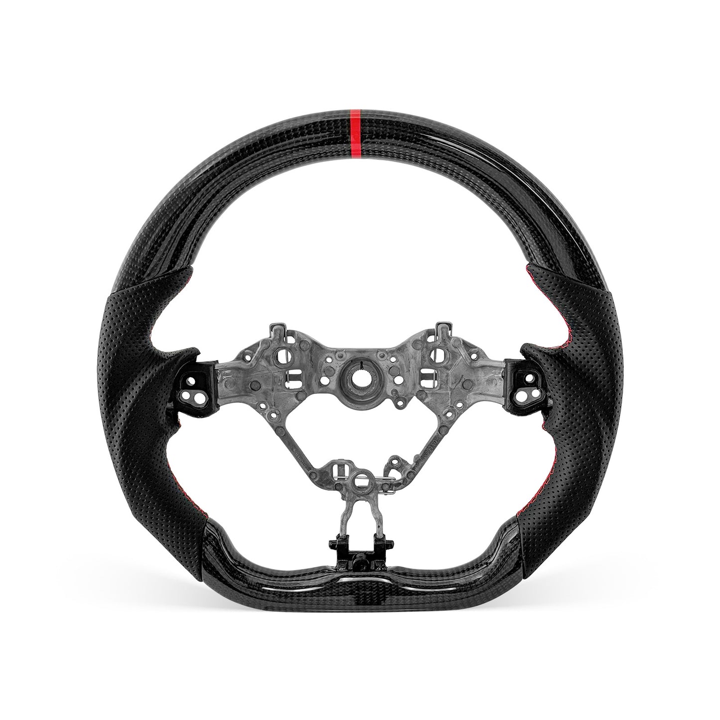 [PREVIEW] Toyota 86 / Subaru BRZ 2017-2026 Steering Wheel Style 04 · 3K Gloss Carbon Fiber · Perforated Leather · Universal Paddle Compatibility