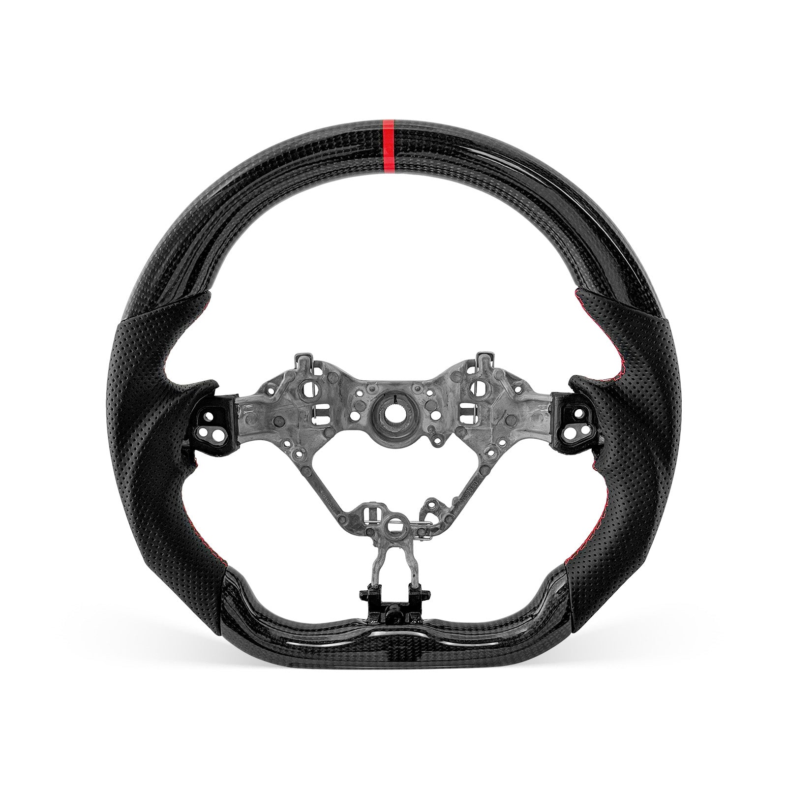 [PREVIEW] Toyota 86 / Subaru BRZ 2017-2026 Steering Wheel Style 04 · 3K Gloss Carbon Fiber · Perforated Leather · Universal Paddle Compatibility