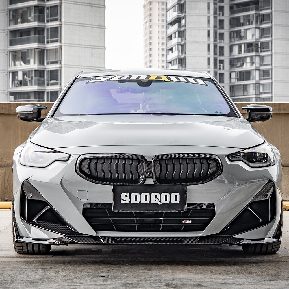 SOOQOO BMW G42 Dry Carbon Fiber Front Bumper Lip For 2022+ 2 Series
