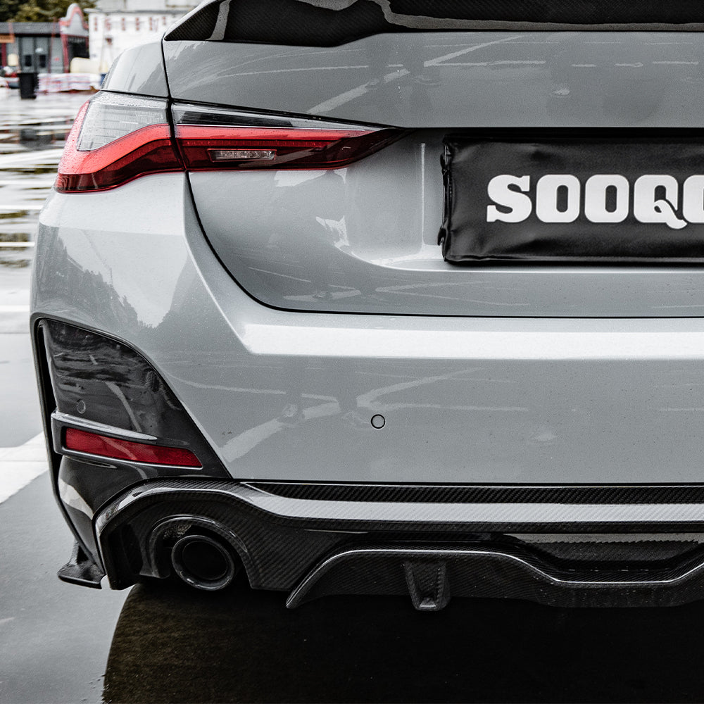 SOOQOO BMW 4 Series G26 SQ Style Carbon Fiber Diffuser 2 Sides 1 Tip