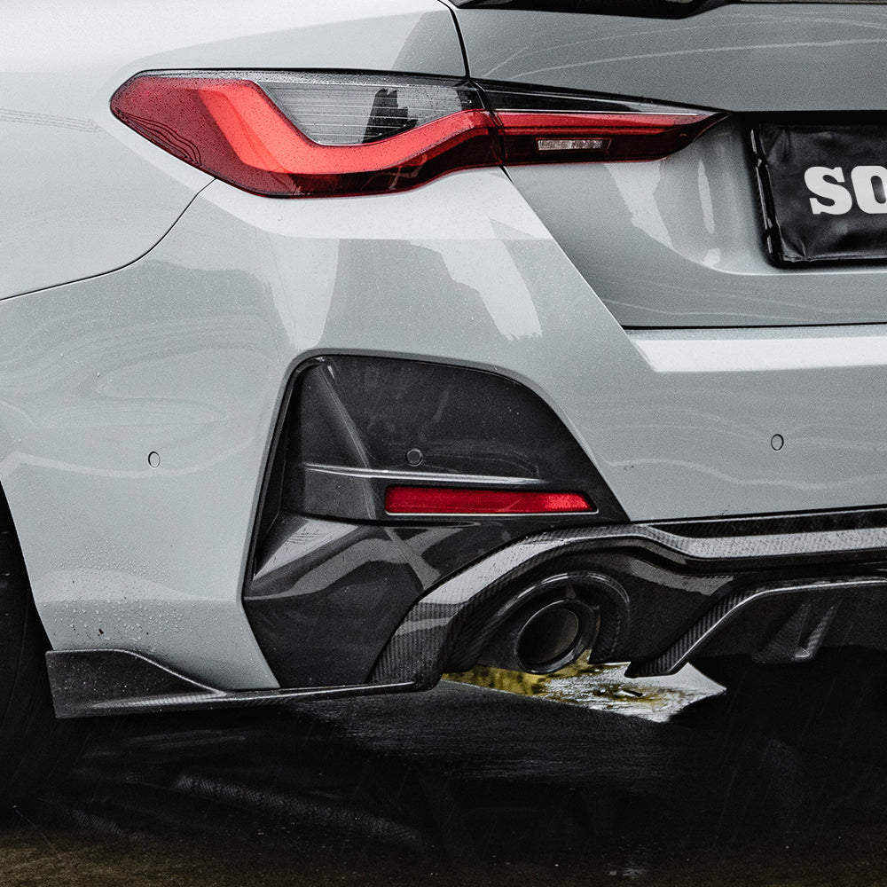 SOOQOO BMW 4 Series G26 SQ Style Carbon Fiber Diffuser 2 Sides 1 Tip