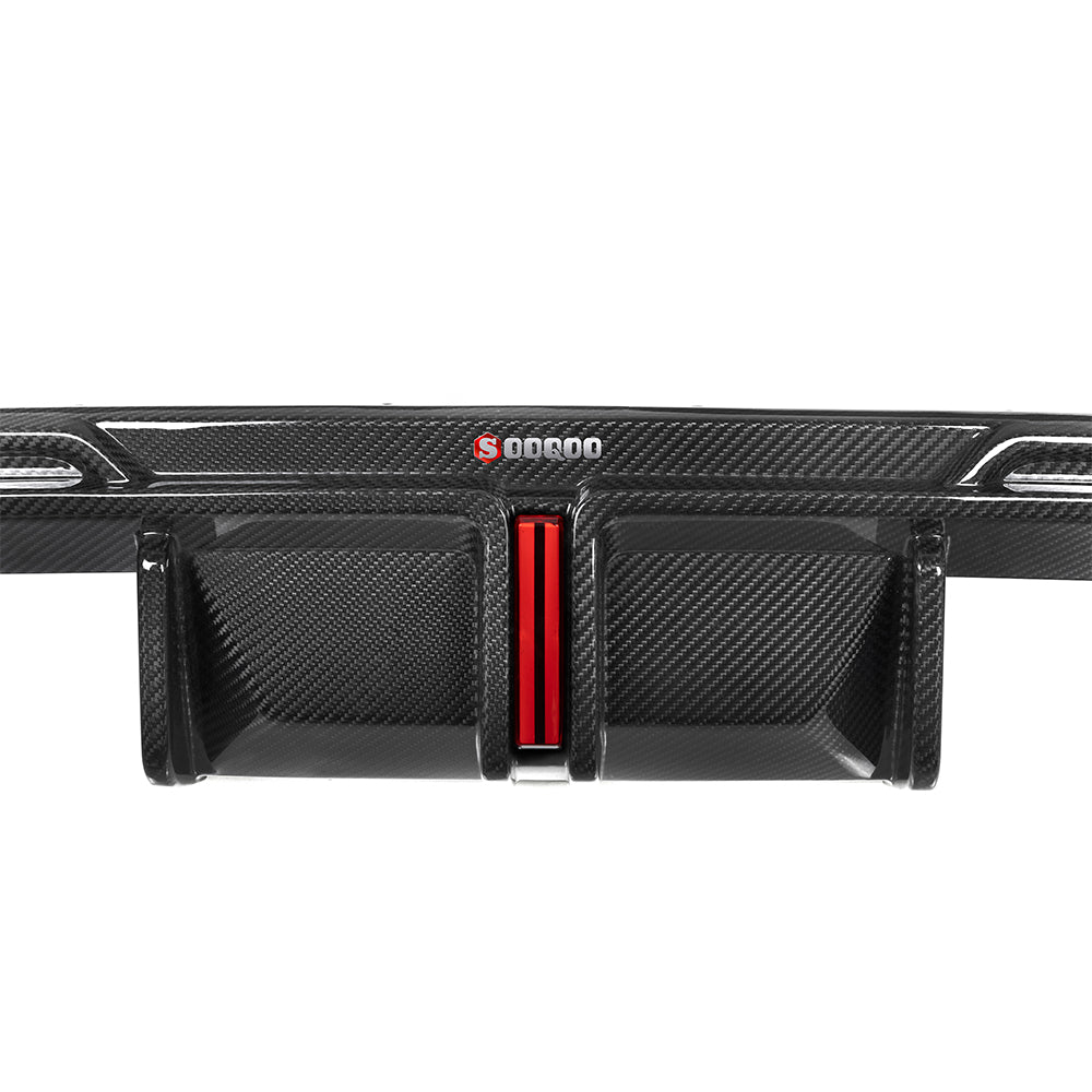SOOQOO BMW M3 G80 M4 G82 SQ Style Carbon Fiber Diffuser With Brake Light