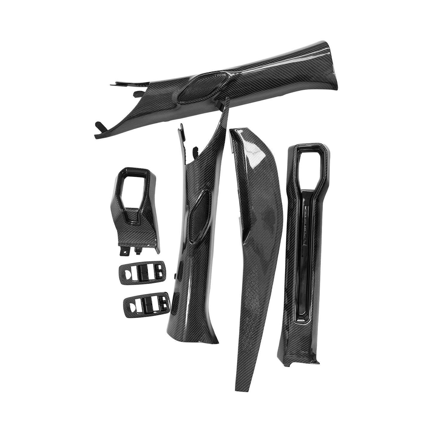 MUSTANG S650 2024+ REPLACEMENT REAL CARBON FIBER INTERIOR TRIM KIT 7-PIECE SET · Image 01
