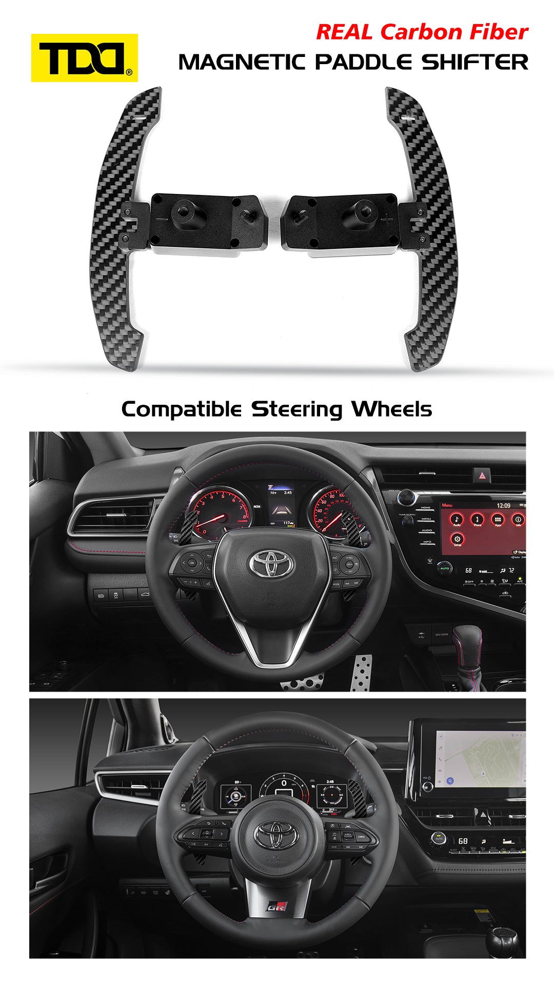2018-2024 Toyota Camry / Avalon / Corolla Carbon Fiber Magnetic Paddle Shifters