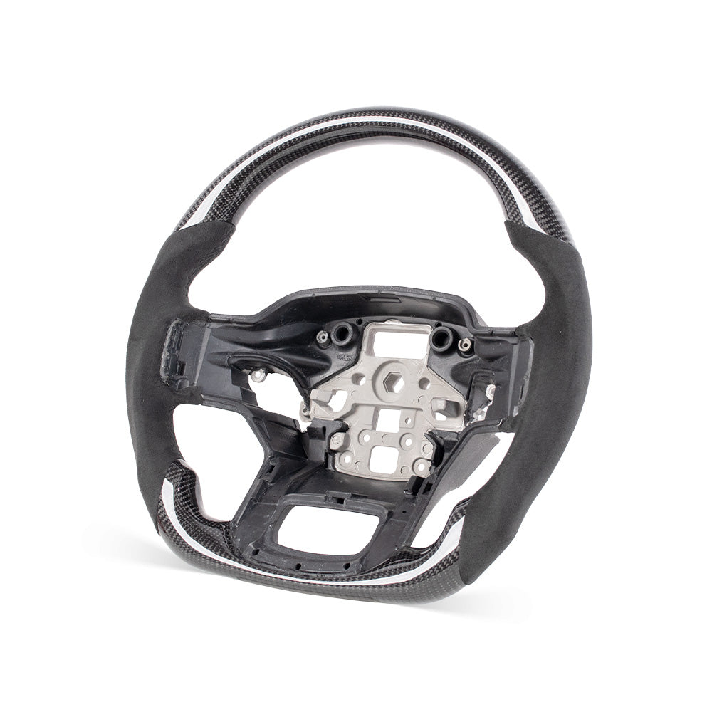 D-CARBON 2021-2024 FORD F150 Raptor III IN GLOSS CARBON FIBER STEERING WHEEL & ALCANTARA GRIP