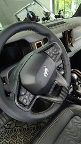 THETEN 2024+ MUSTANG STEERING WHEEL BUTTON FRAME TRIM, BRIGHT FINISH 3K CARBON FIBER, ADHESIVE TYPE