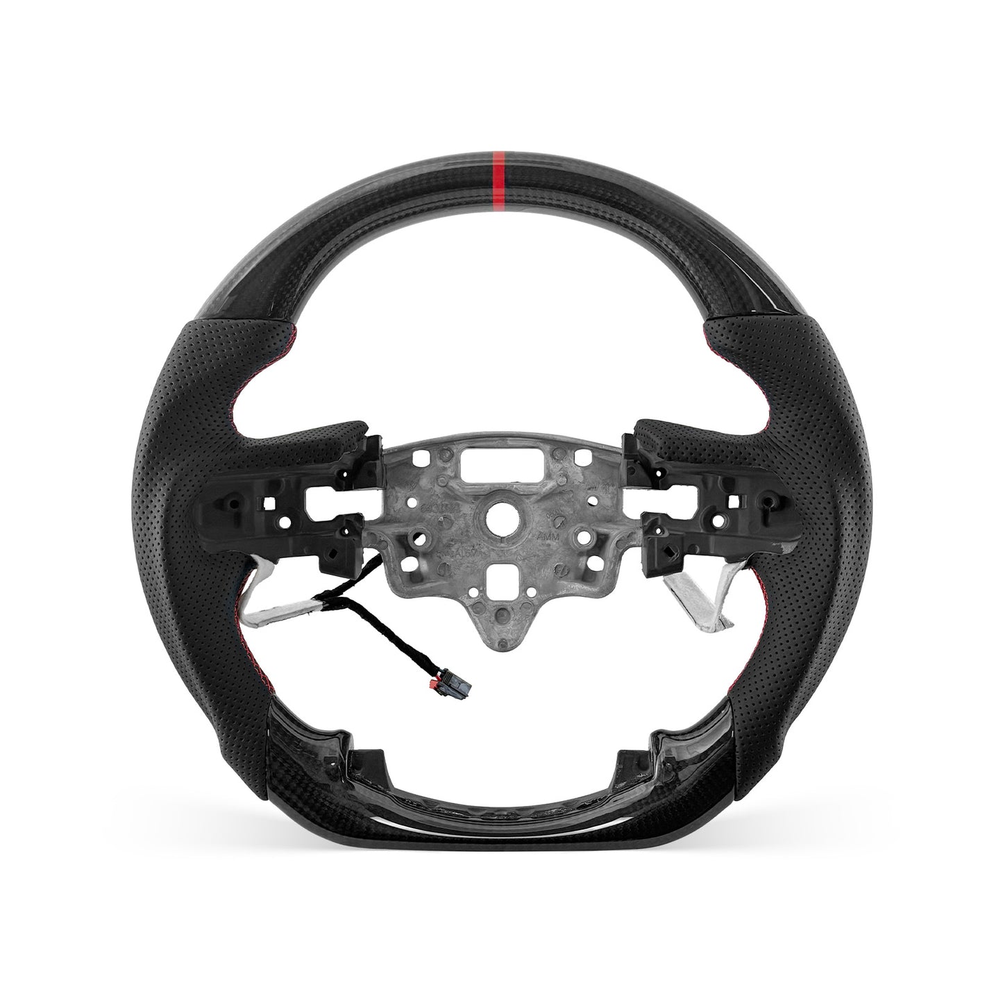 CHEVROLET Silverado 2019-2026 steering wheel, Style 03 · 3K Gloss Carbon Fiber · Perforated Leather · Heated · With Paddle Opening