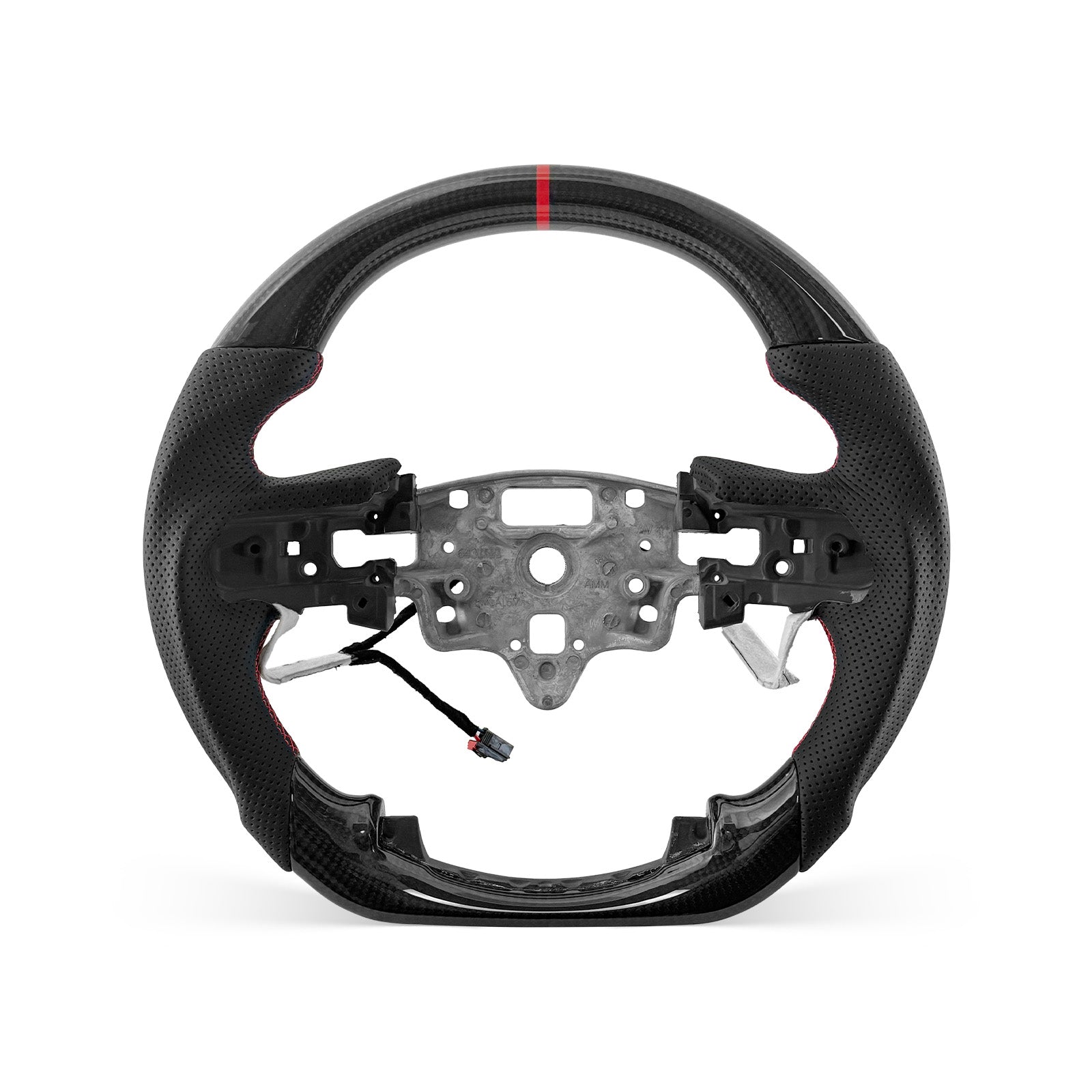 CHEVROLET Silverado 2019-2026 steering wheel, Style 03 · 3K Gloss Carbon Fiber · Perforated Leather · Heated · With Paddle Opening