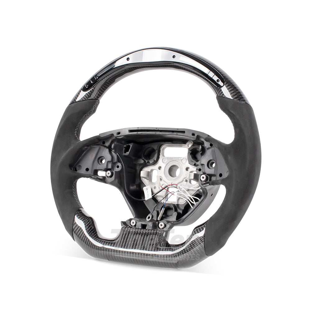 2014–2019 Corvette C7 Flat-Bottom Steering Wheel – Gloss Carbon Fiber, Alcantara, 32-LED RPM Shift Light & Live Data Display
