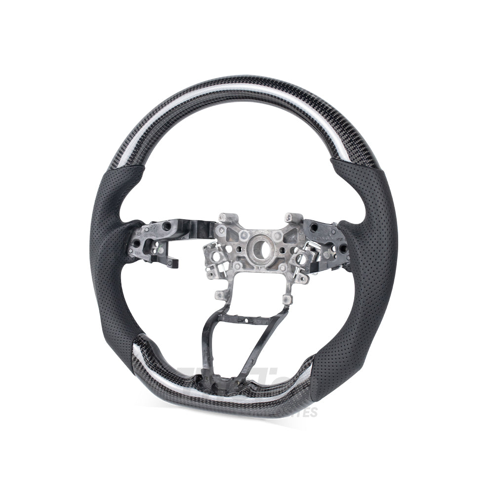 D-CARBON HONDA 10TH GEN ACCORD GLOSSY CARBON FIBER BLACK PERFORATED LEATHER STEERING WHEEL