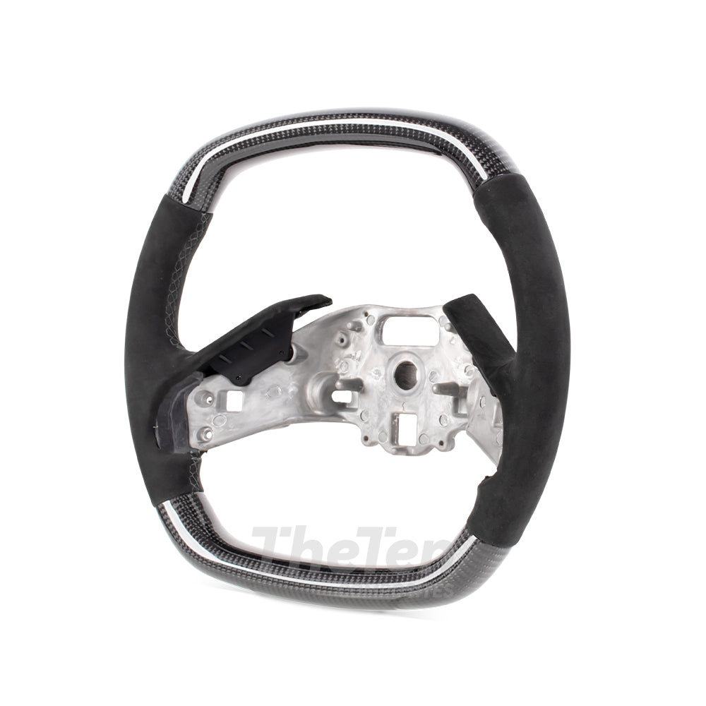 2020+ Corvette C8 Flat Bottom Steering Wheel - Gloss Carbon Fiber & Alcantara