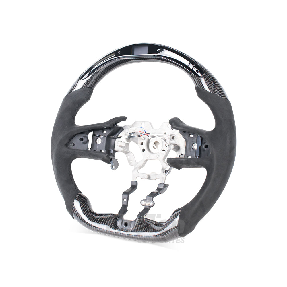 D-CARBON INFINITI Q60 CARBON FIBER ALCANTARA STEERING WHEEL WITH LED RACING STRIPE