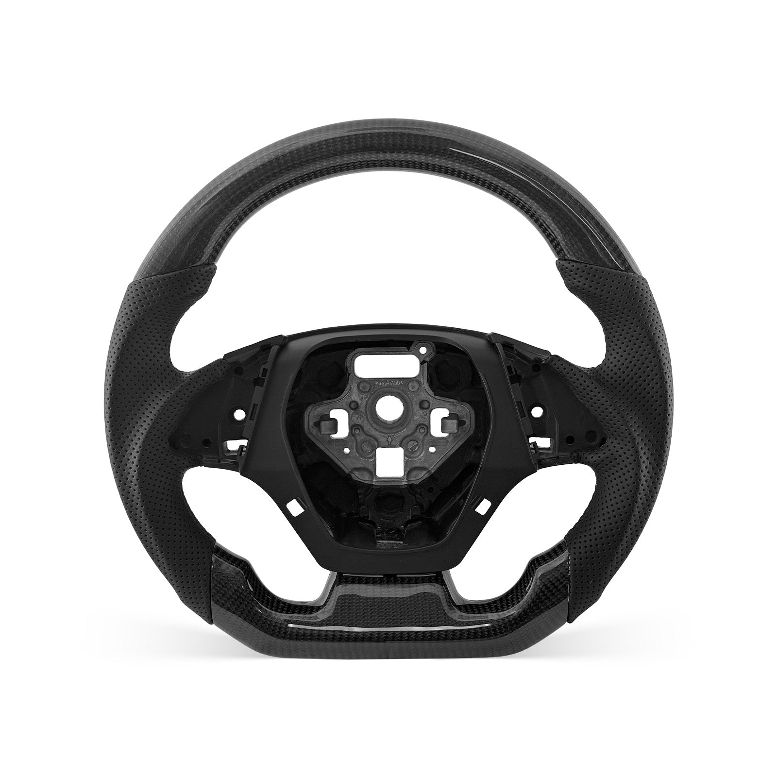 CHEVROLET Camaro 2016-2026 steering wheel, Style 02 · 3K Gloss Carbon Fiber · Perforated Leather · With Paddle Opening