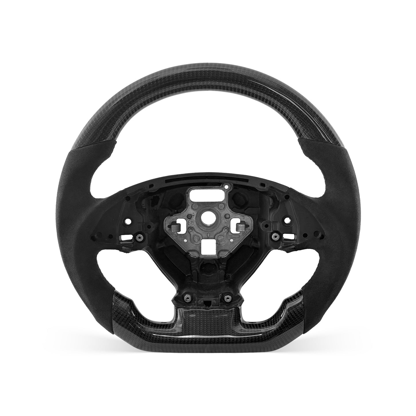 CHEVROLET Camaro 2016-2026 steering wheel, Style 03 · 3K Gloss Carbon Fiber · Alcantara / Suede · With Paddle Opening