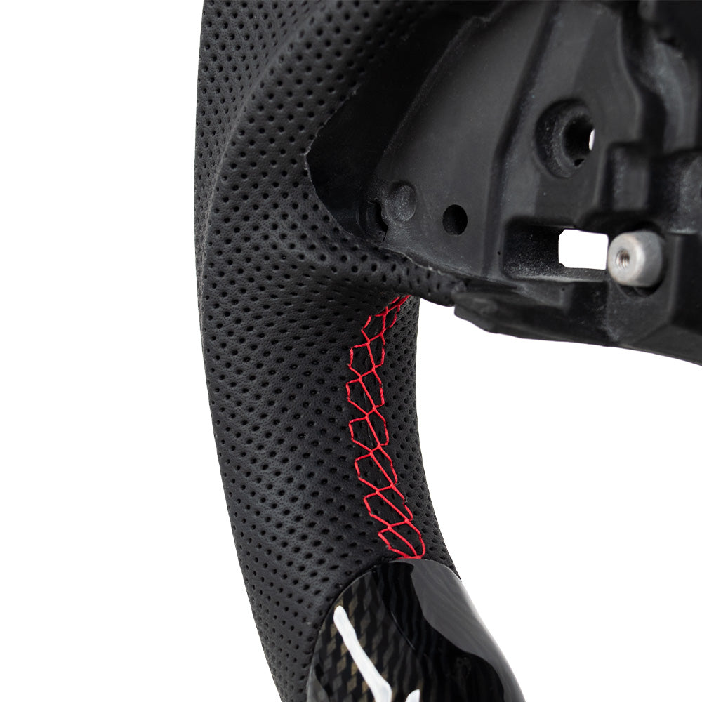 2014–2019 Corvette C7 Flat Bottom Steering Wheel - WTP Carbon Fiber & Perforated Nappa Leather