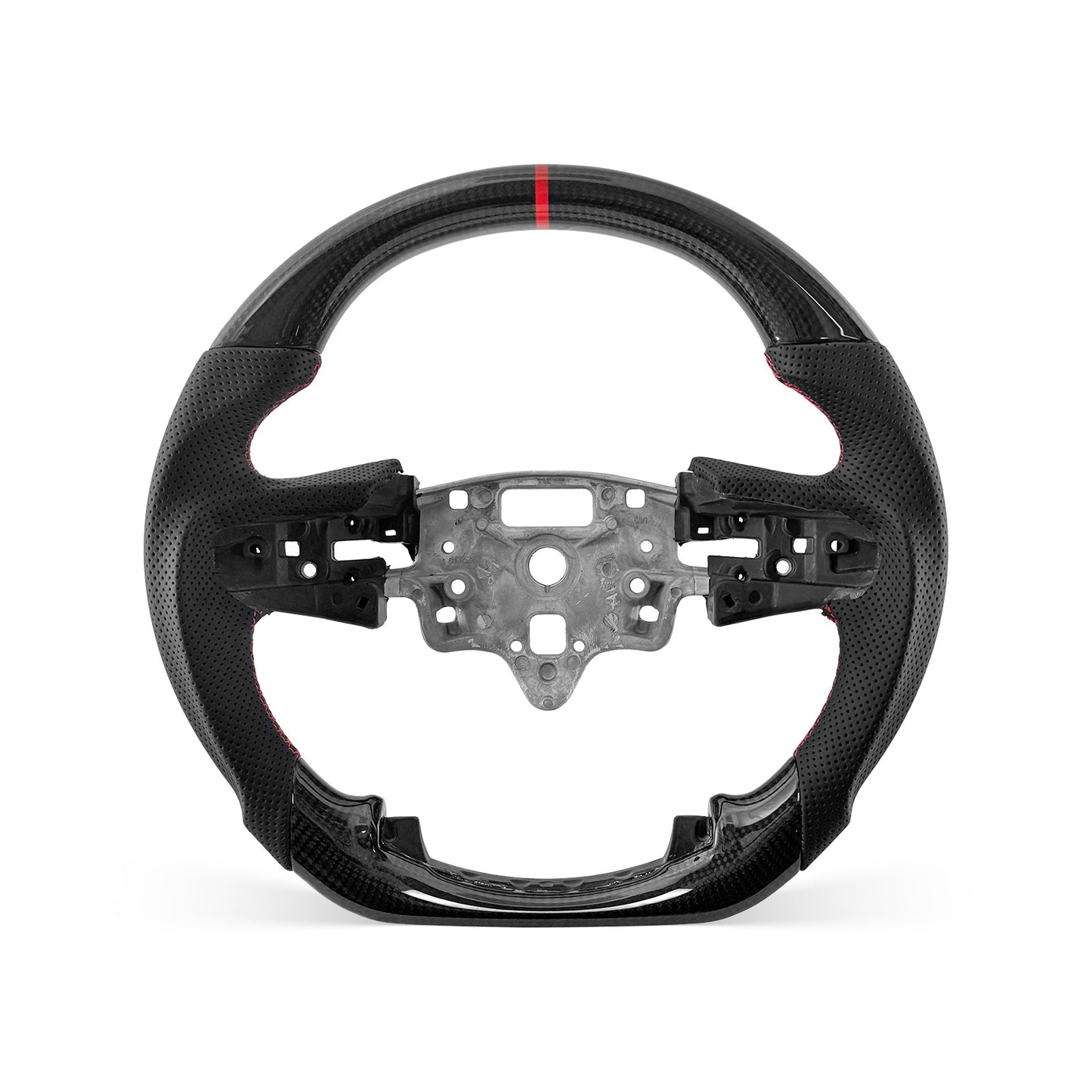CHEVROLET Silverado 2019-2026 steering wheel, Style 04 · 3K Gloss Carbon Fiber · Perforated Leather · Without Paddle Opening