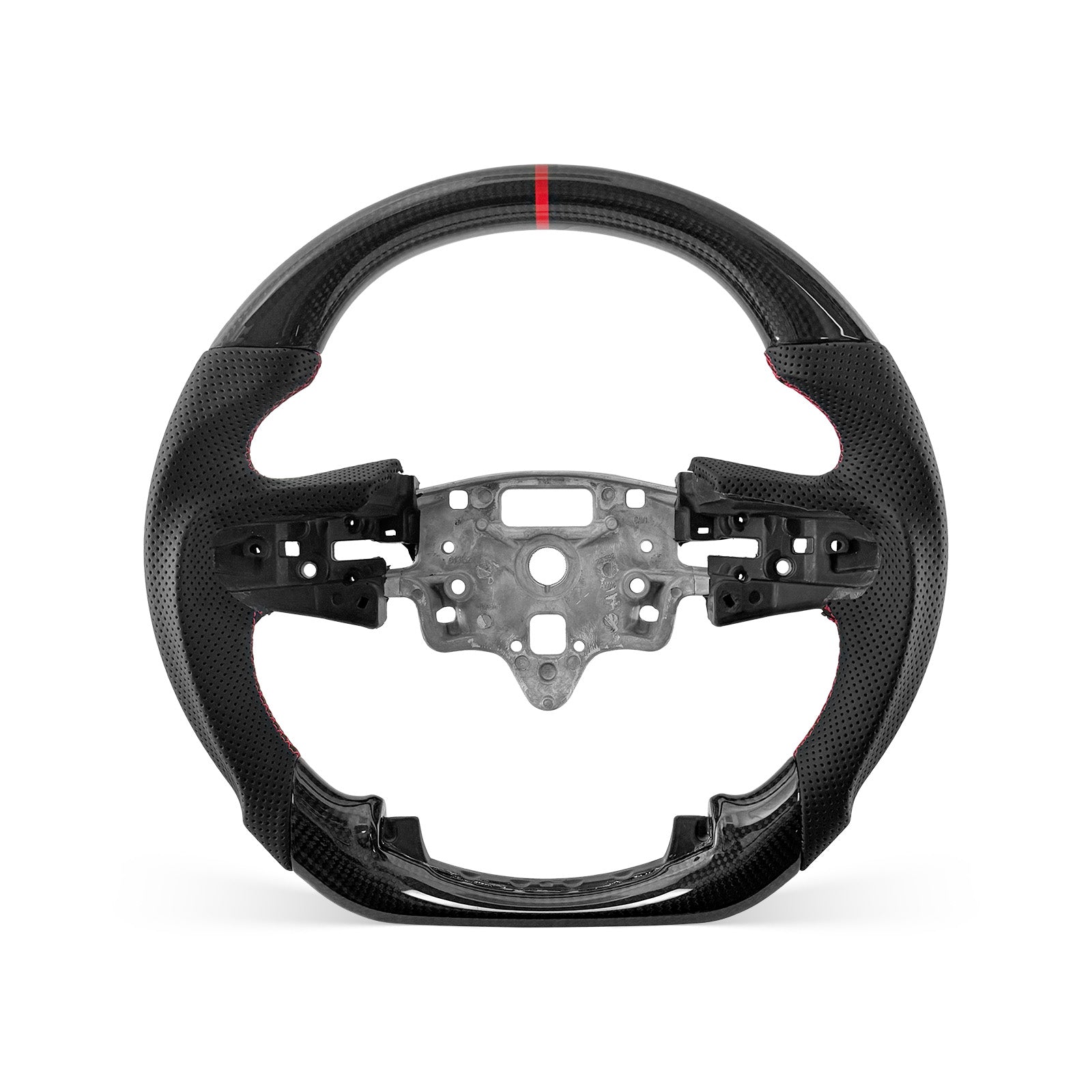 CHEVROLET Silverado 2019-2026 steering wheel, Style 04 · 3K Gloss Carbon Fiber · Perforated Leather · Without Paddle Opening