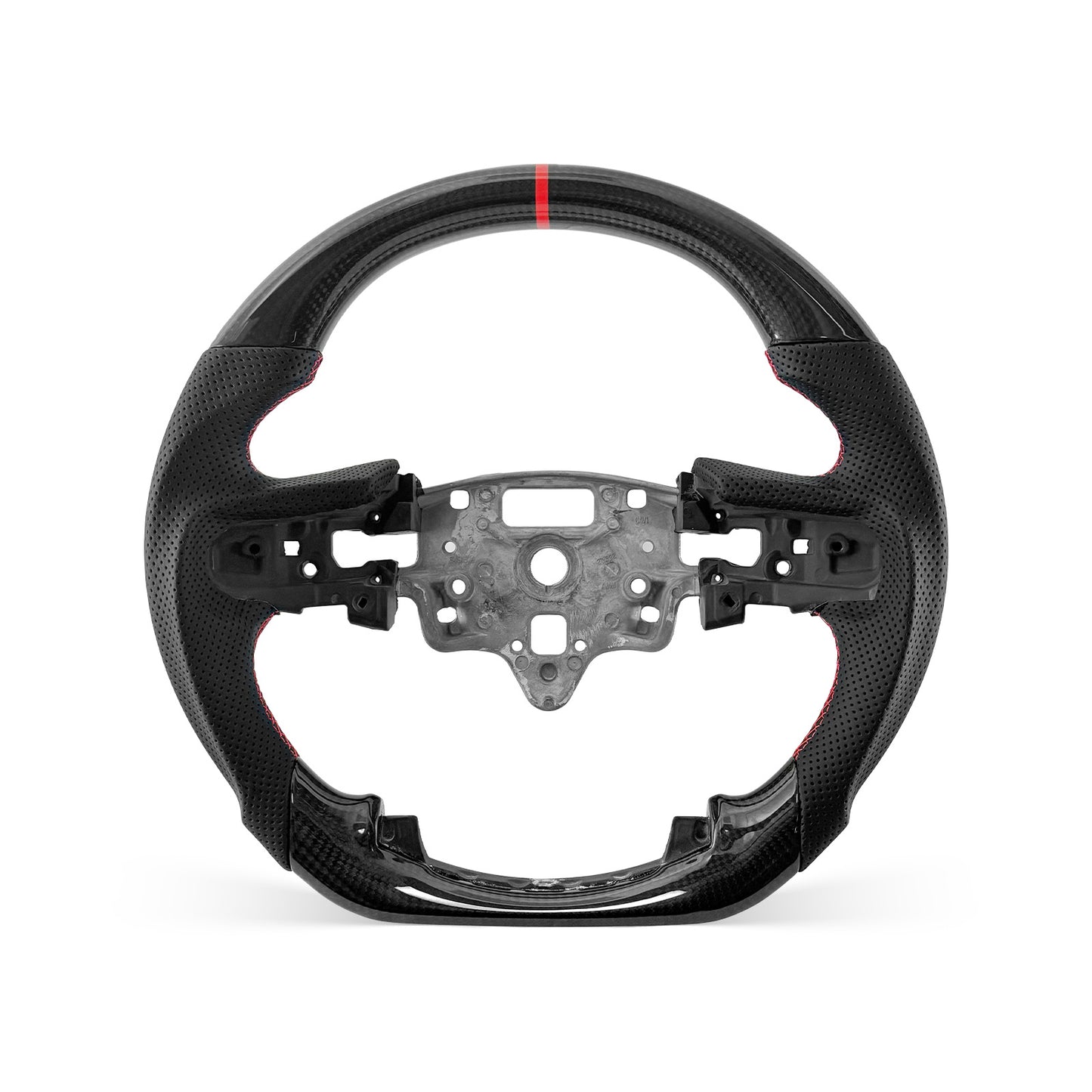 CHEVROLET Silverado 2019-2026 steering wheel, Style 05 · 3K Gloss Carbon Fiber · Perforated Leather · With Paddle Opening
