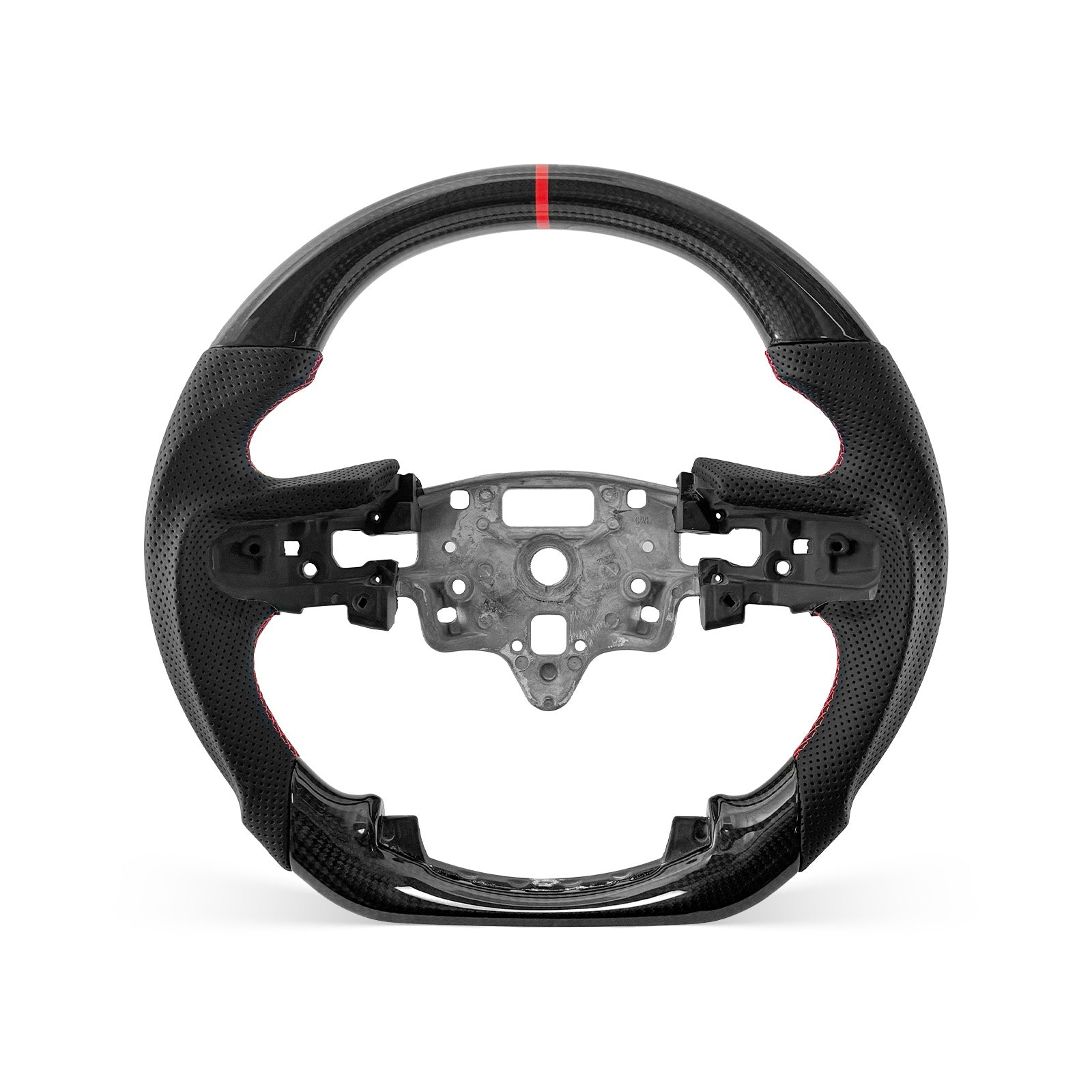 CHEVROLET Silverado 2019-2026 steering wheel, Style 05 · 3K Gloss Carbon Fiber · Perforated Leather · With Paddle Opening