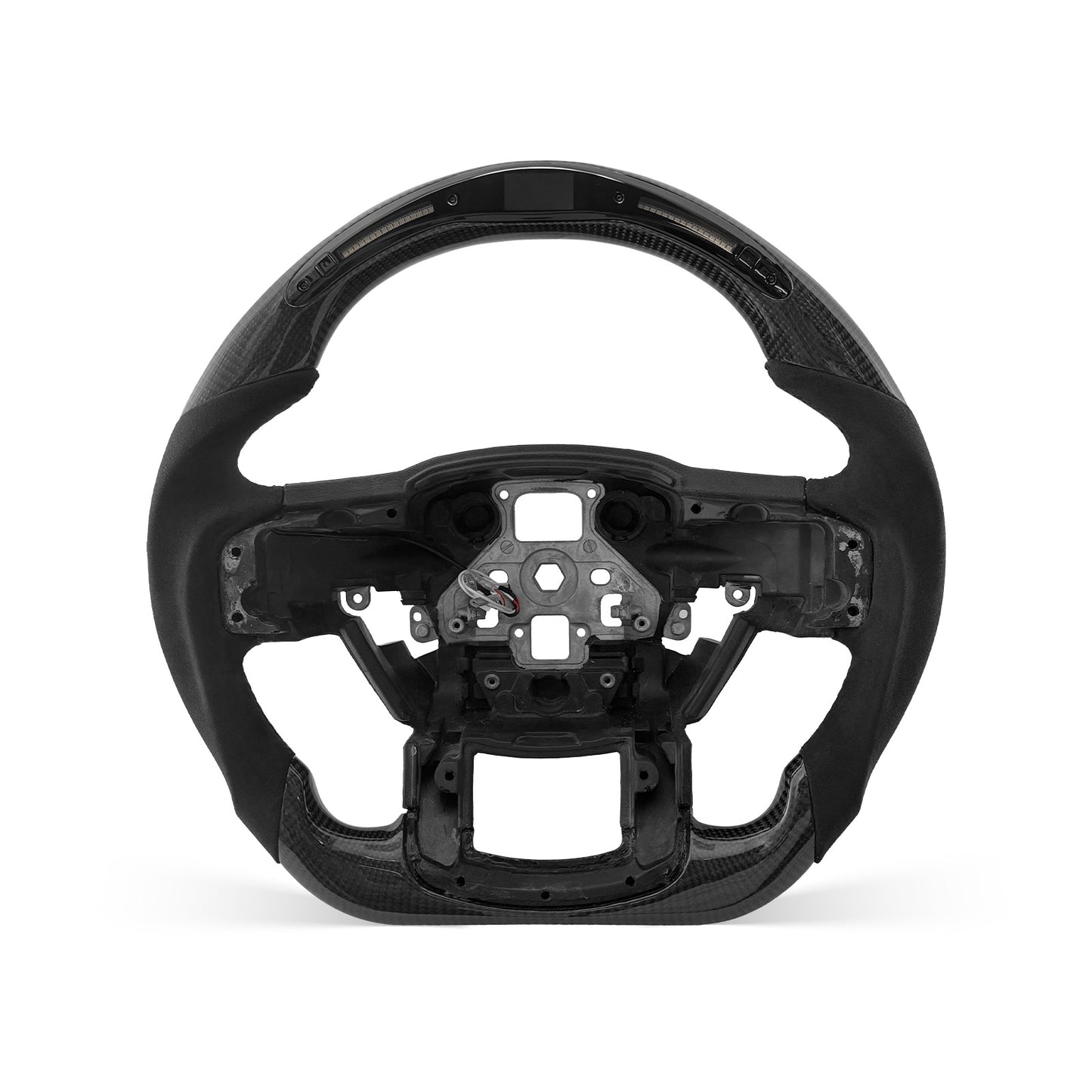 Ford F-150 2015-2020 steering wheel, Style 09 · 3K Gloss Carbon Fiber · Alcantara / Suede · LED · With Paddle Opening