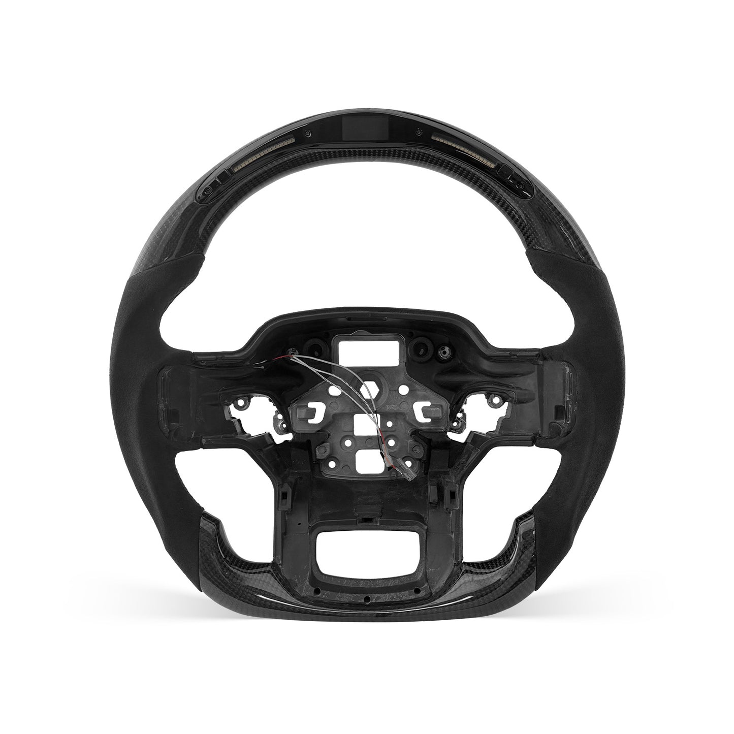 Ford F-150 2015-2020 steering wheel, Style 12 · 3K Gloss Carbon Fiber · Alcantara / Suede · LED · Heated · With Paddle Opening
