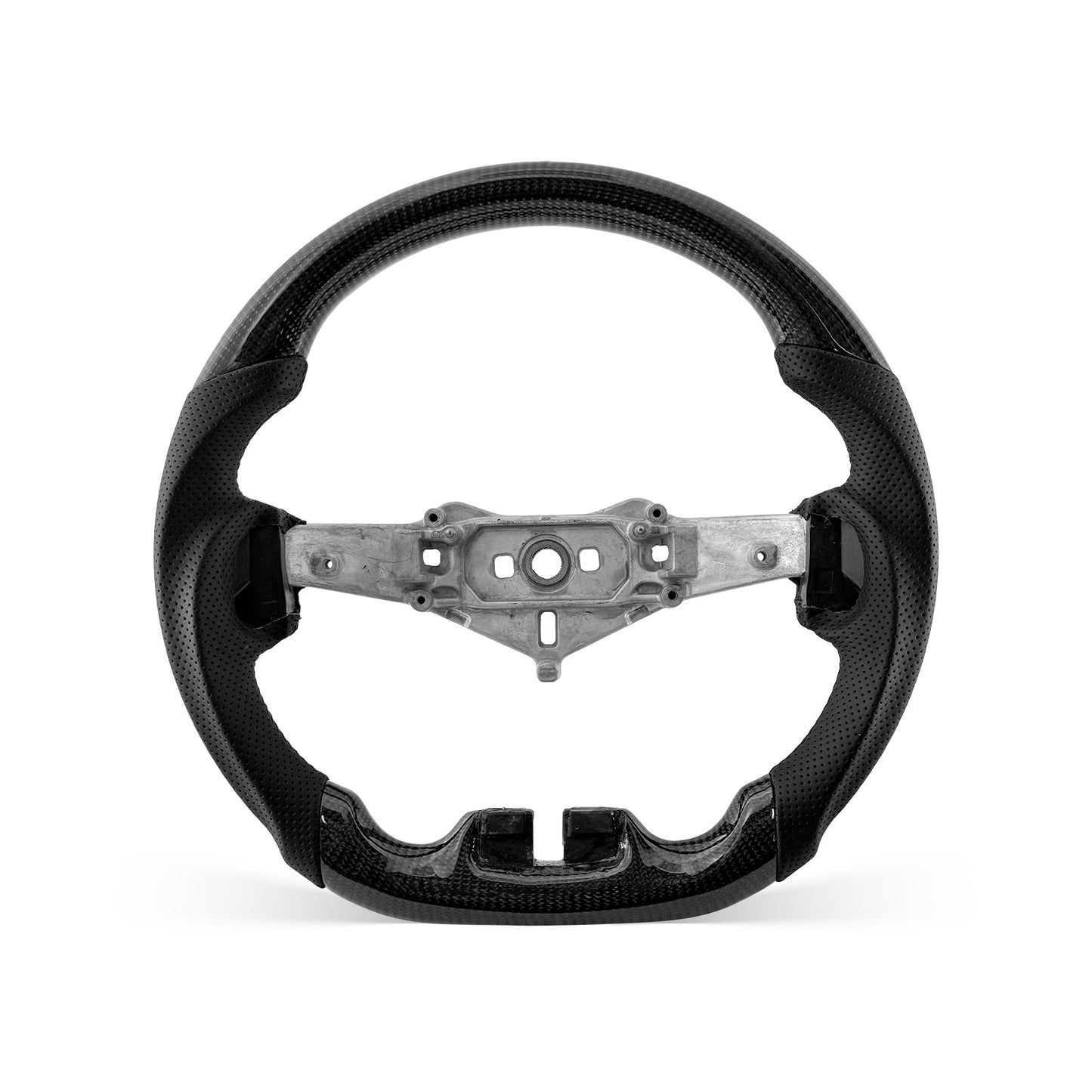 JEEP JK 2011-2018 steering wheel, Style 01 · 3K Gloss Carbon Fiber · Perforated Leather · Universal Paddle Compatibility
