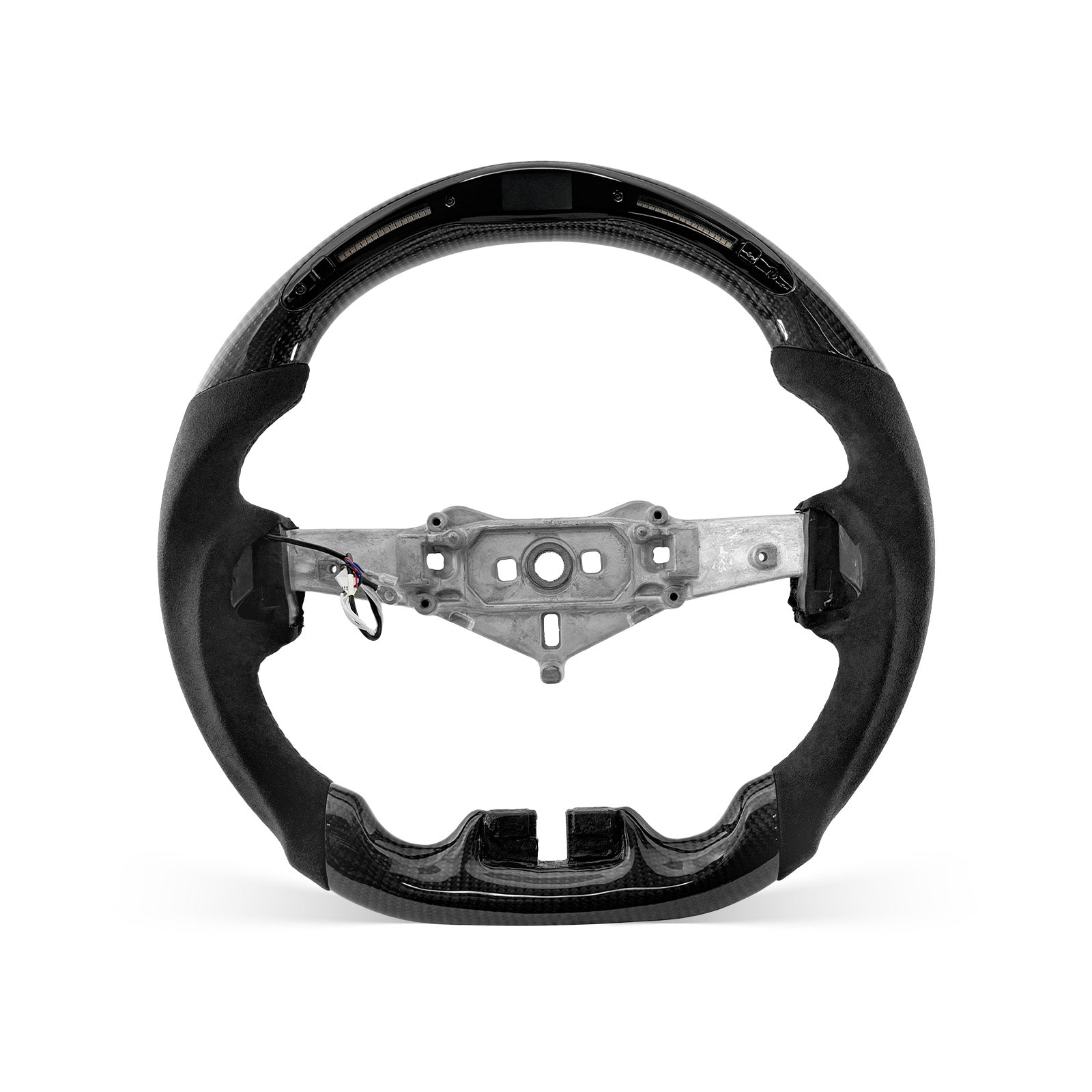 JEEP JK 2011-2018 steering wheel, Style 02 · 3K Gloss Carbon Fiber · Alcantara / Suede · LED · Universal Paddle Compatibility