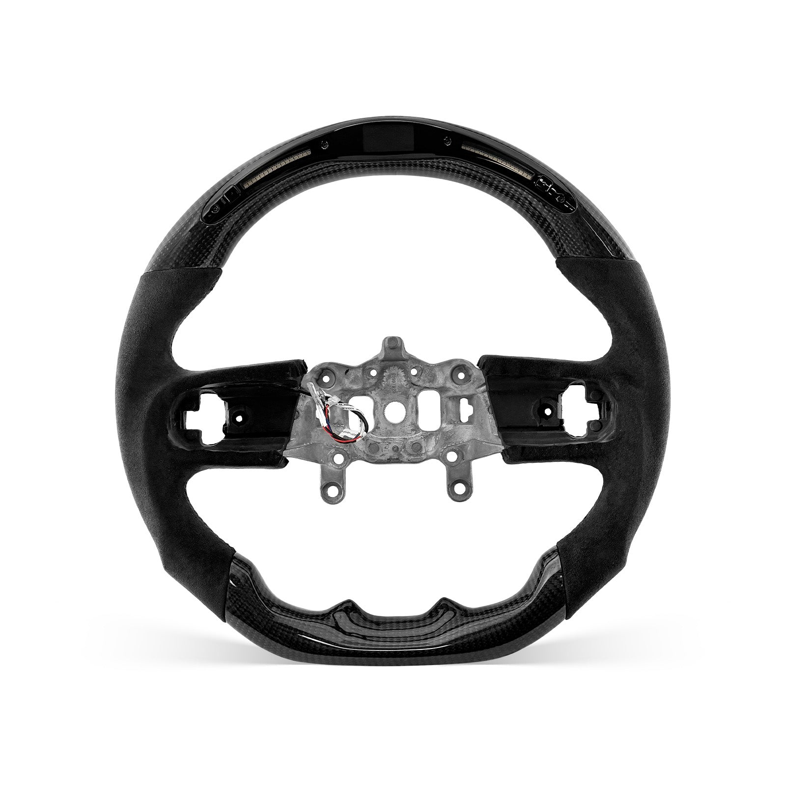 JEEP JL 2018-2026 steering wheel, Style 02 · 3K Gloss Carbon Fiber · Alcantara / Suede · LED · Universal Paddle Compatibility