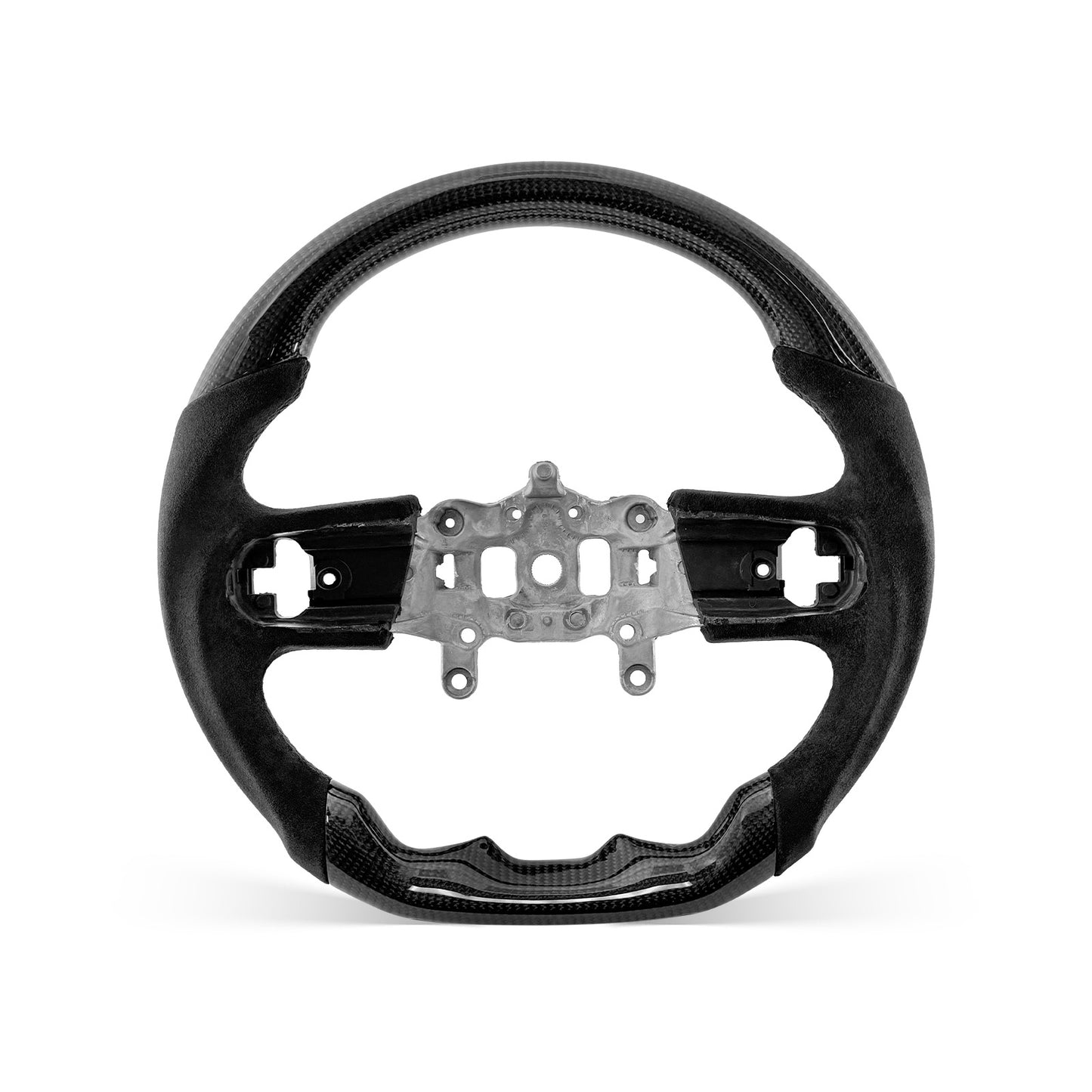 JEEP JL 2018-2026 steering wheel, Style 03 · 3K Gloss Carbon Fiber · Alcantara / Suede · Universal Paddle Compatibility